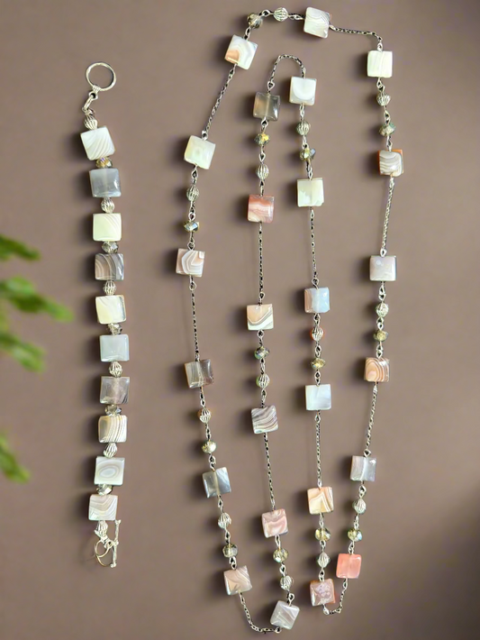 Agate necklace, bracelet, earring set