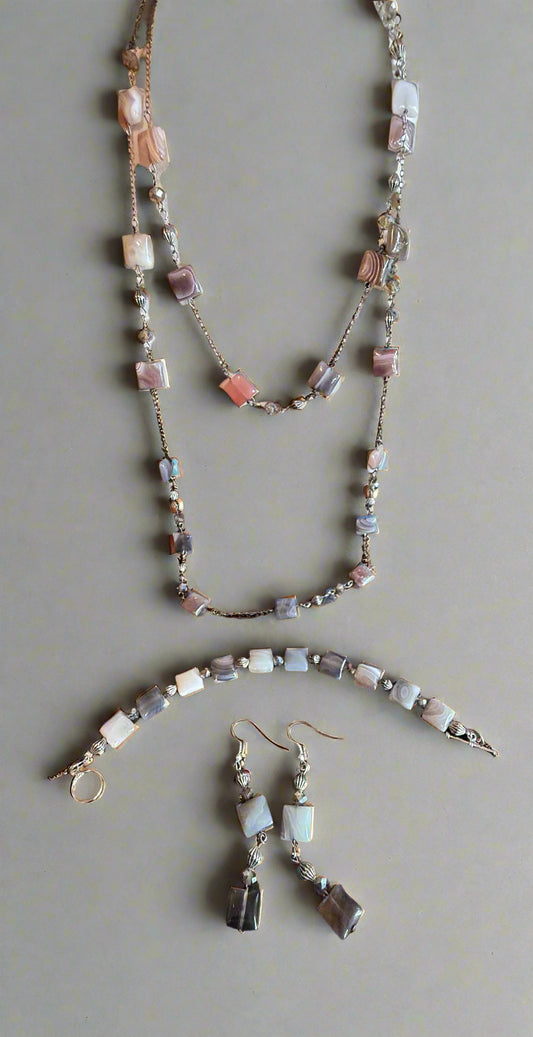 Agate necklace, bracelet, earring set