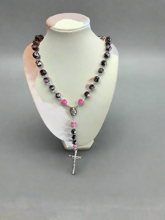 black & pink rosary